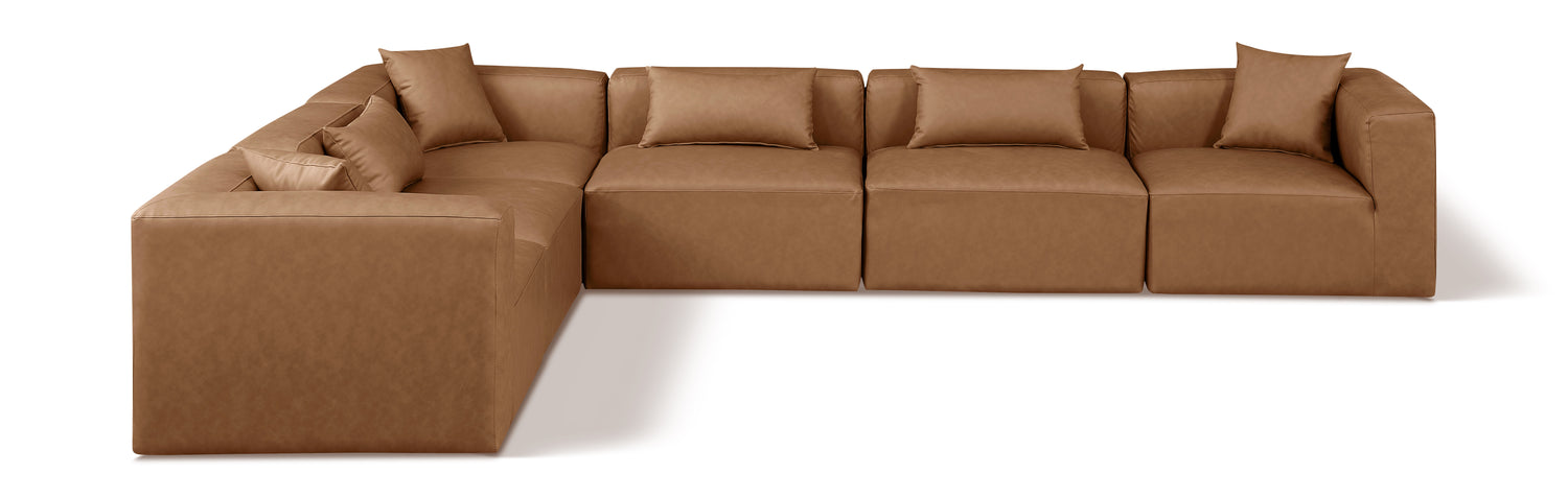 Cube Brown Vegan Leather Modular Sectional