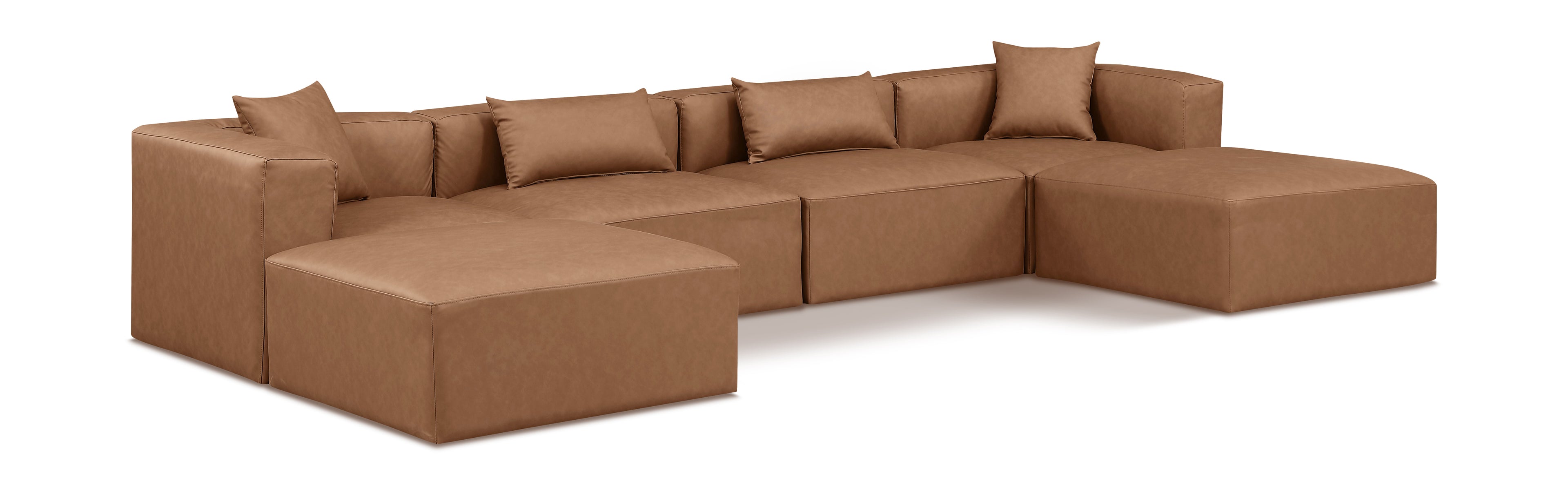 Cube Brown Vegan Leather Modular Sectional