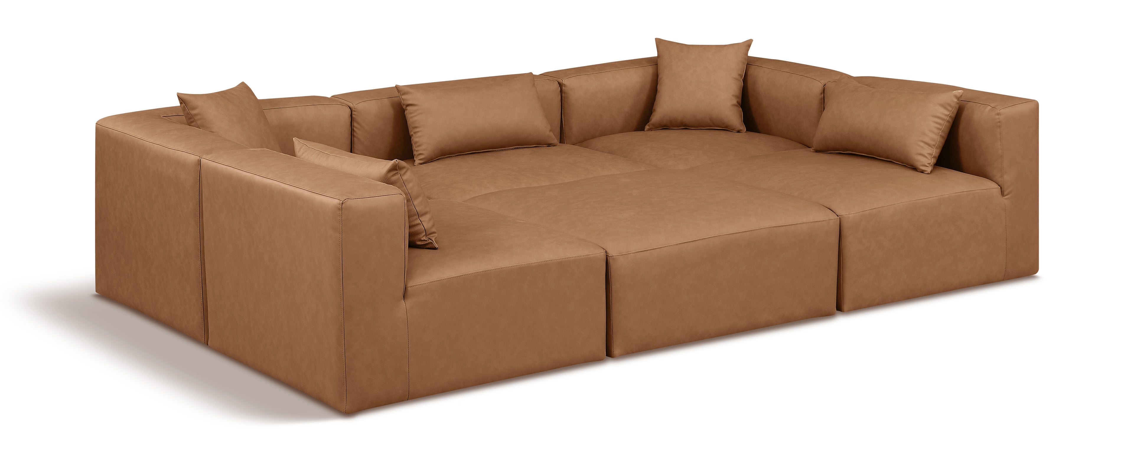 Cube Brown Vegan Leather Modular Sectional