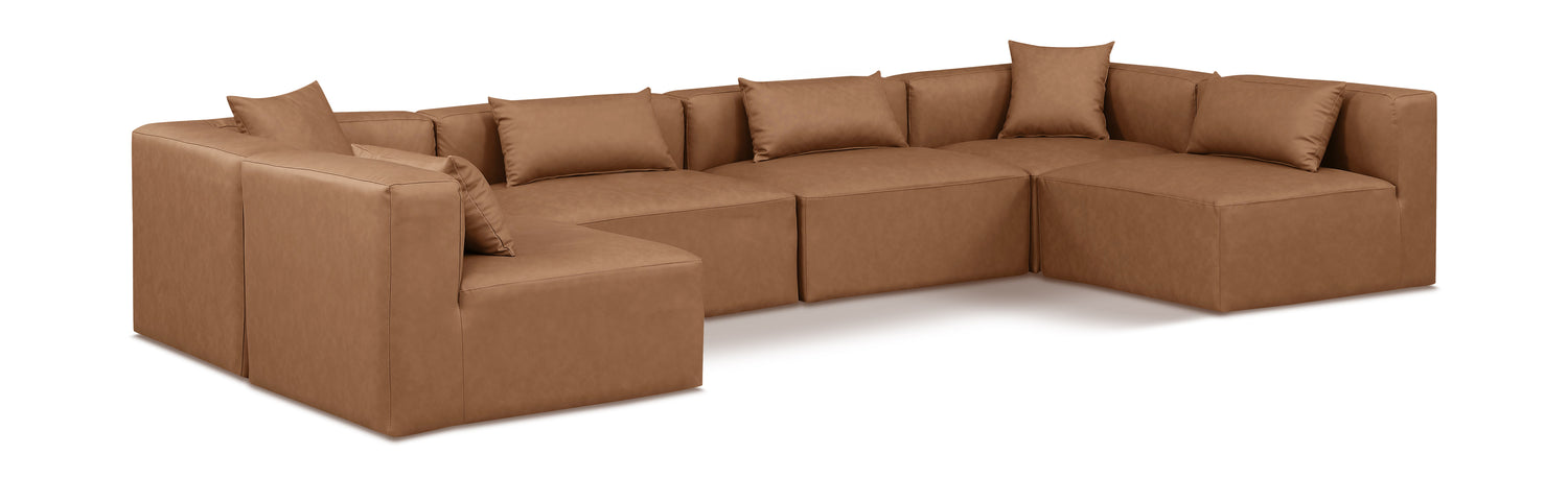 Cube Brown Vegan Leather Modular Sectional