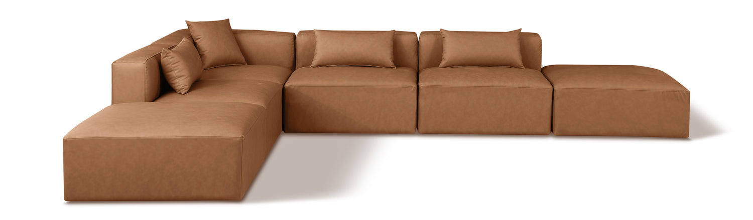 Cube Brown Vegan Leather Modular Sectional