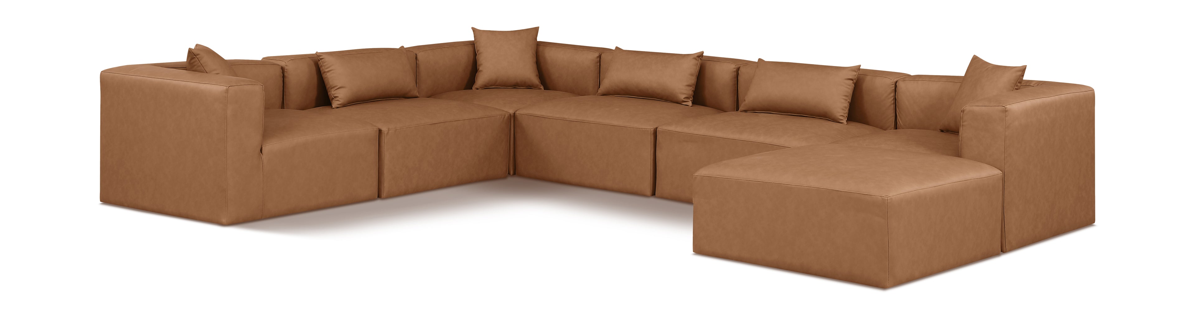 Cube Brown Vegan Leather Modular Sectional