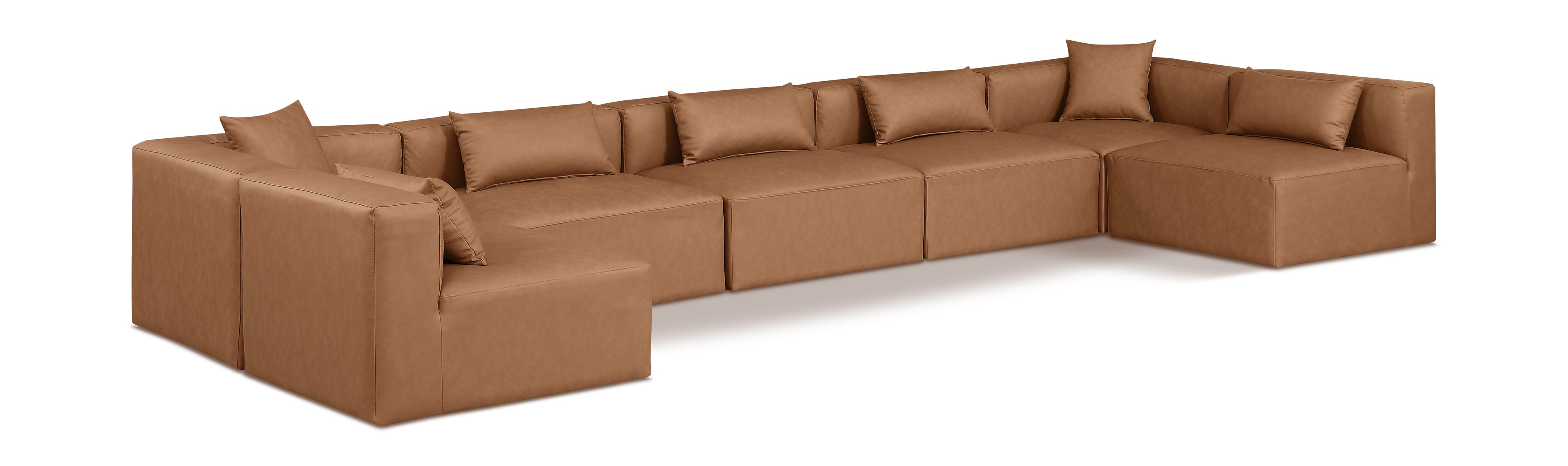 Cube Brown Vegan Leather Modular Sectional