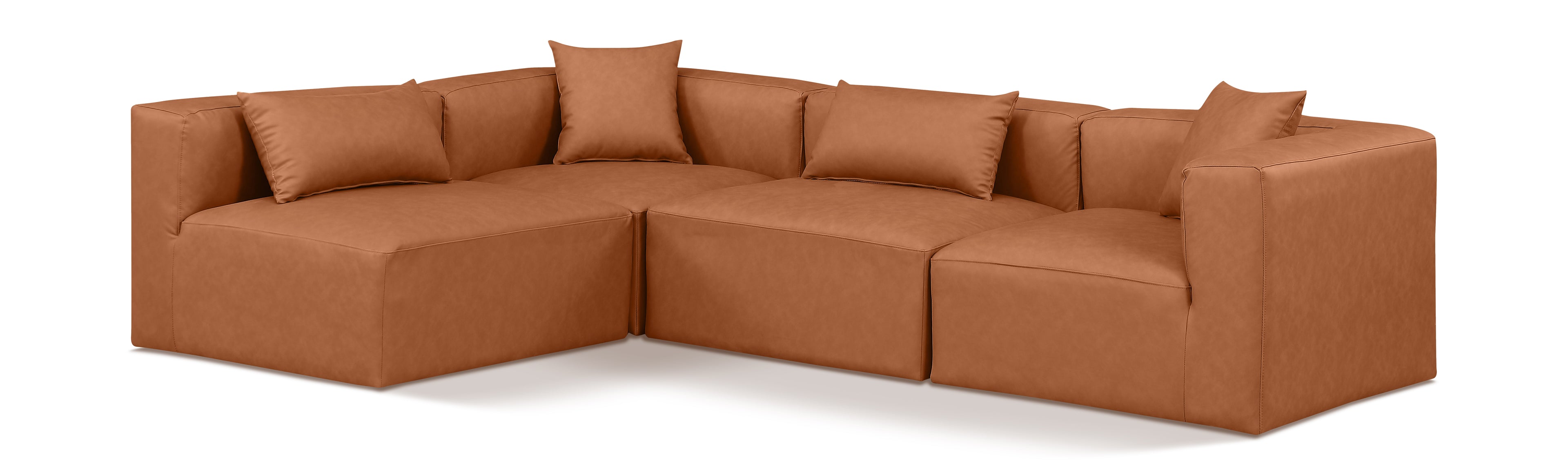 Cube Cognac Vegan Leather Modular Sectional