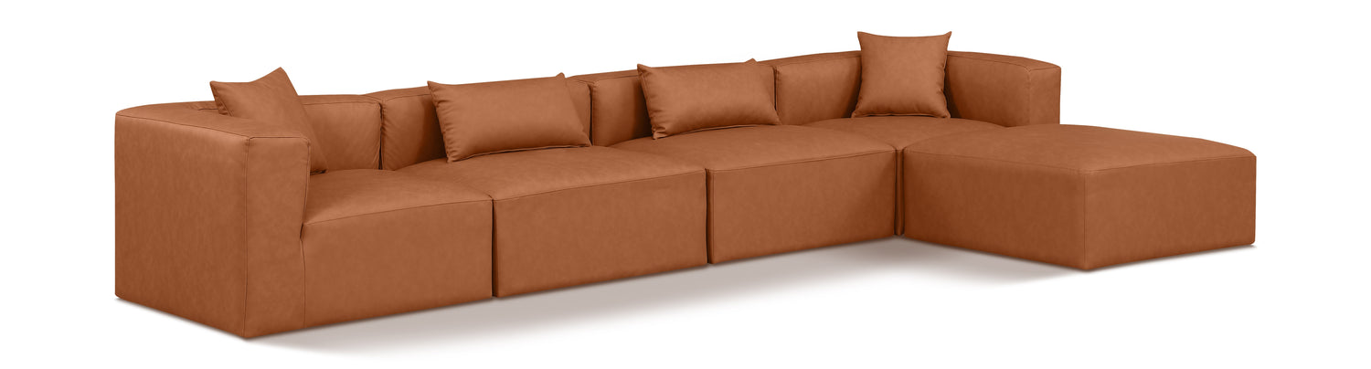 Cube Cognac Vegan Leather Modular Sectional