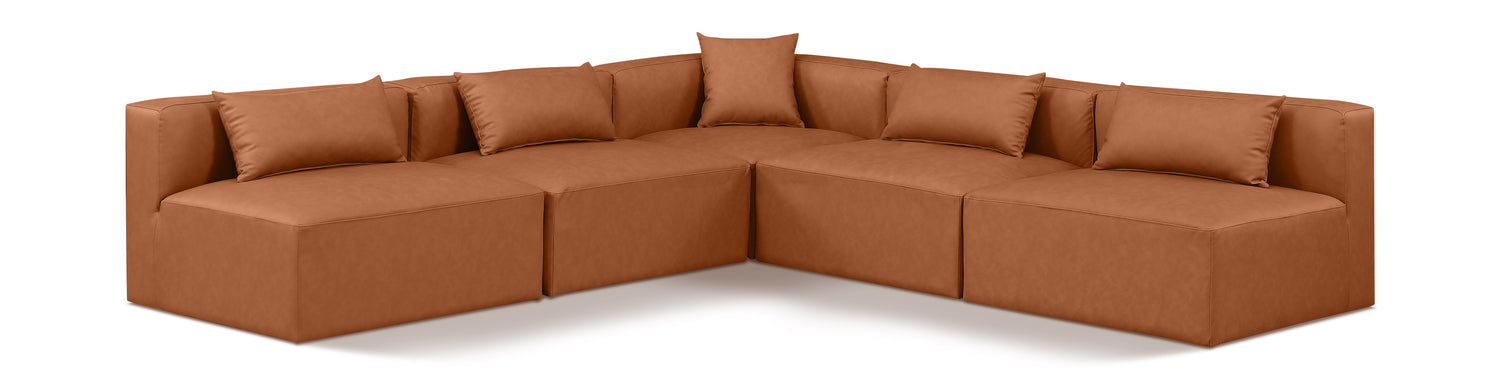 Cube Cognac Vegan Leather Modular Sectional