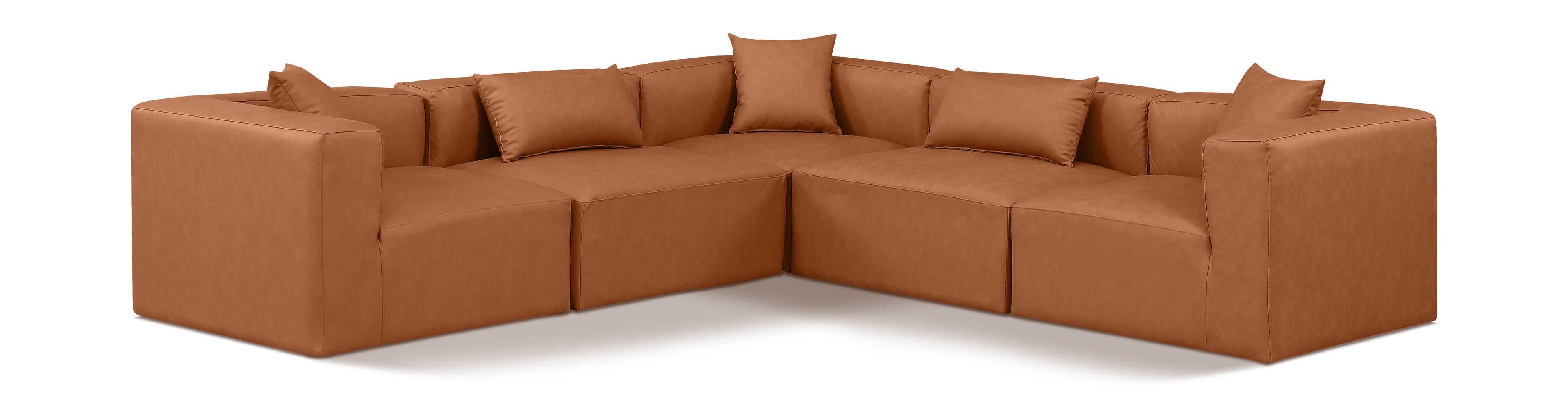 Cube Cognac Vegan Leather Modular Sectional