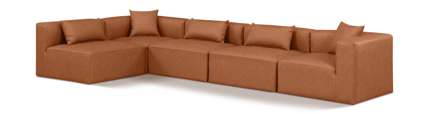 Cube Cognac Vegan Leather Modular Sectional