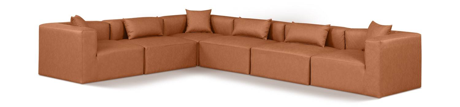 Cube Cognac Vegan Leather Modular Sectional