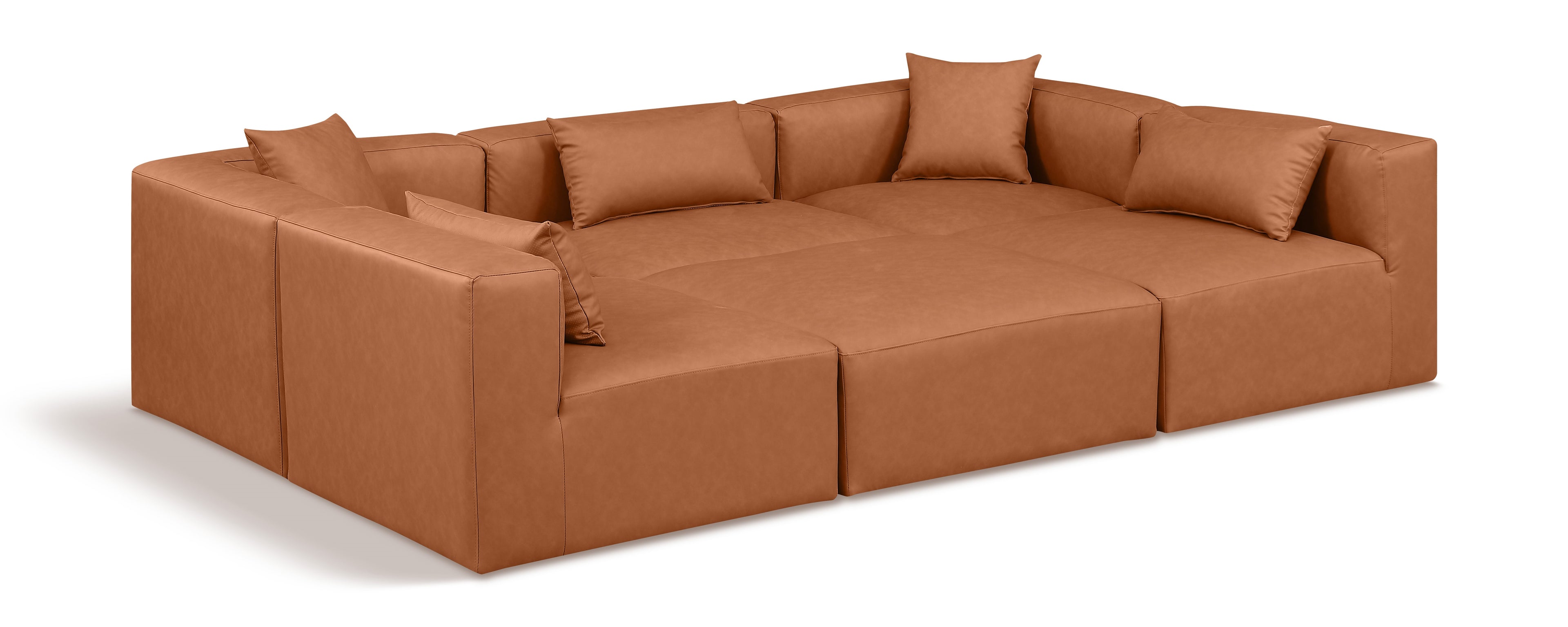 Cube Cognac Vegan Leather Modular Sectional