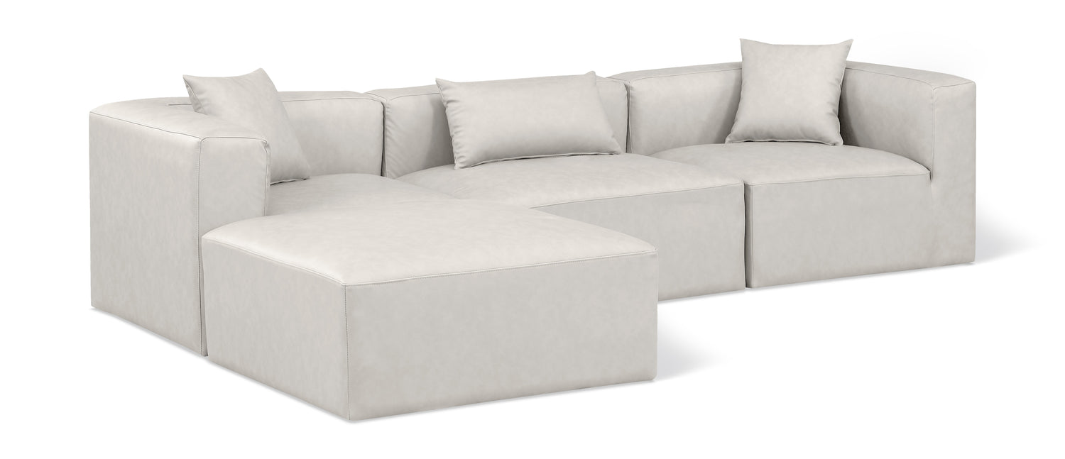 Cube Cream Vegan Leather Modular Sectional