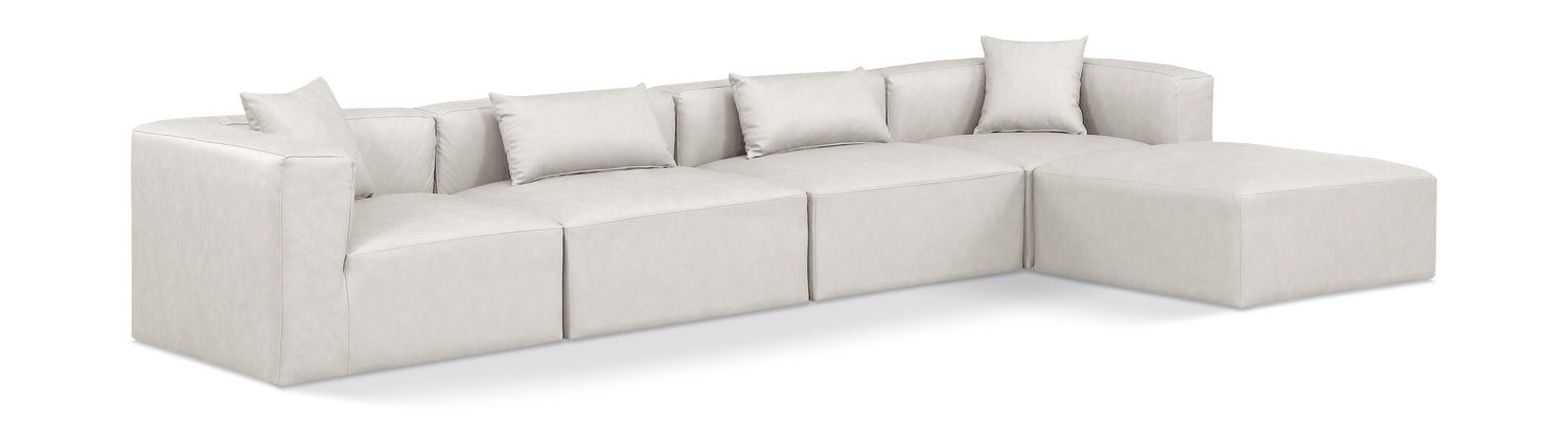 Cube Cream Vegan Leather Modular Sectional