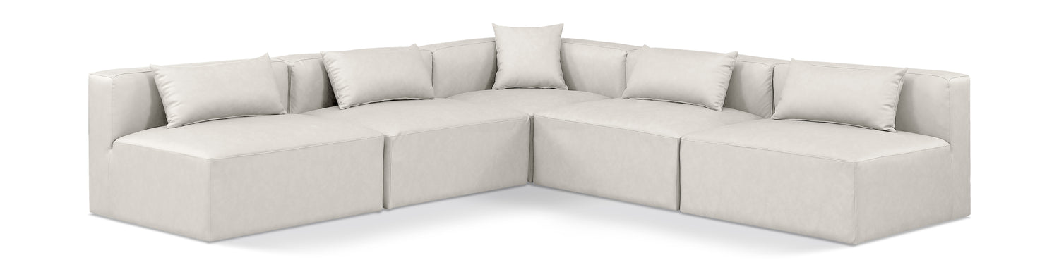 Cube Cream Vegan Leather Modular Sectional