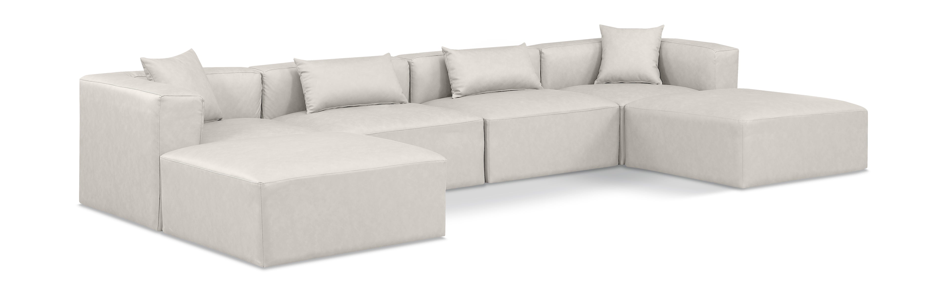 Cube Cream Vegan Leather Modular Sectional