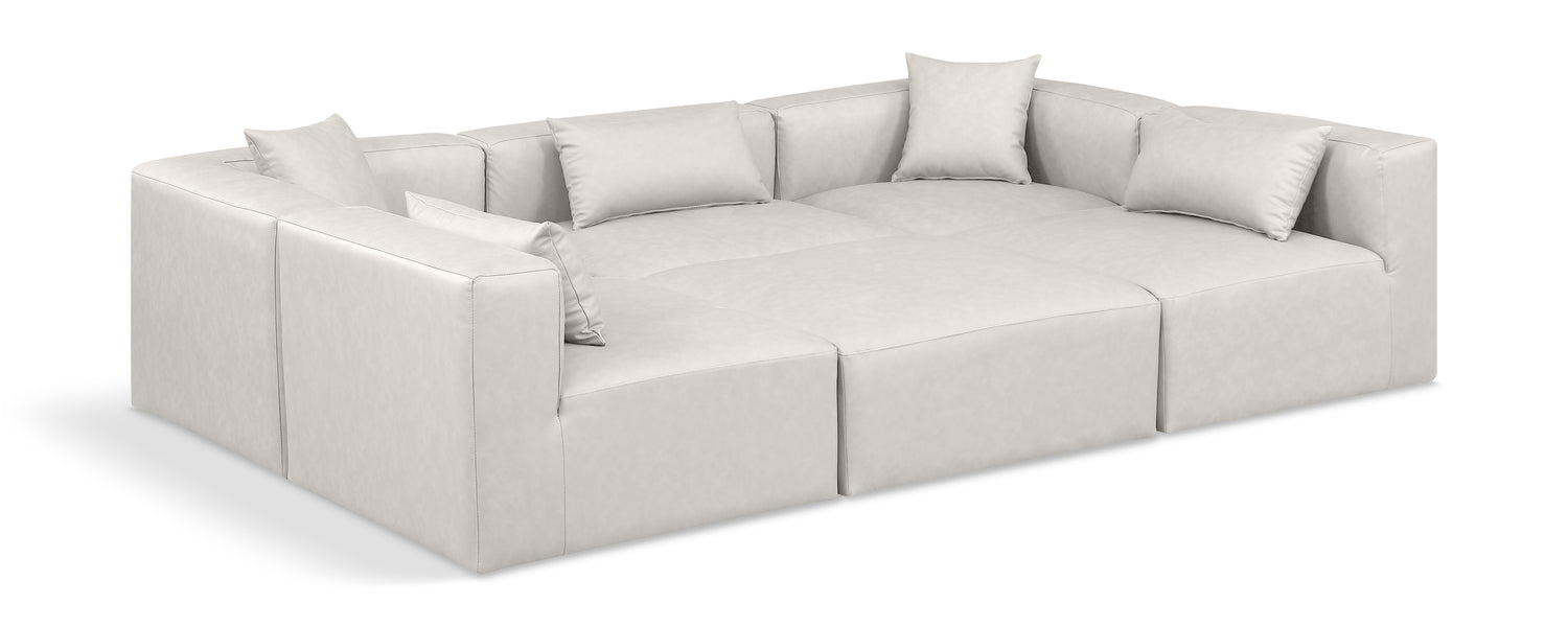 Cube Cream Vegan Leather Modular Sectional