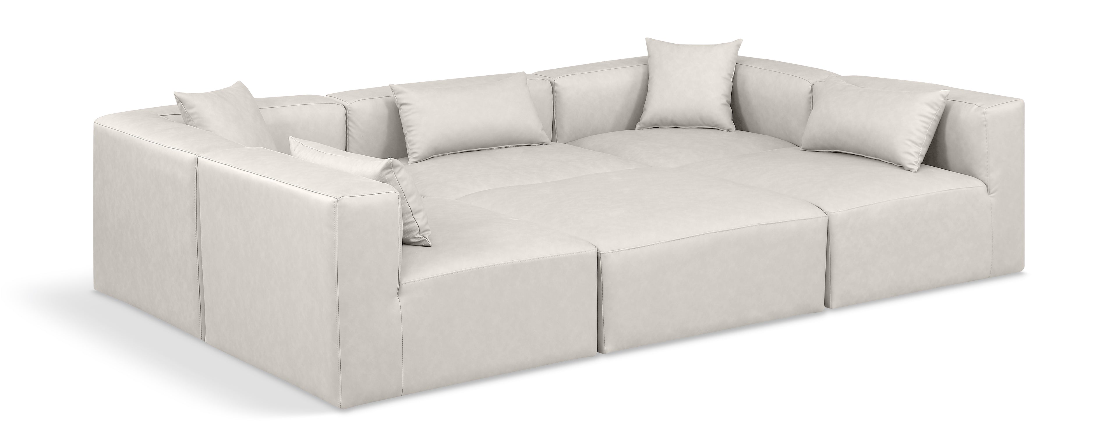 Cube Cream Vegan Leather Modular Sectional