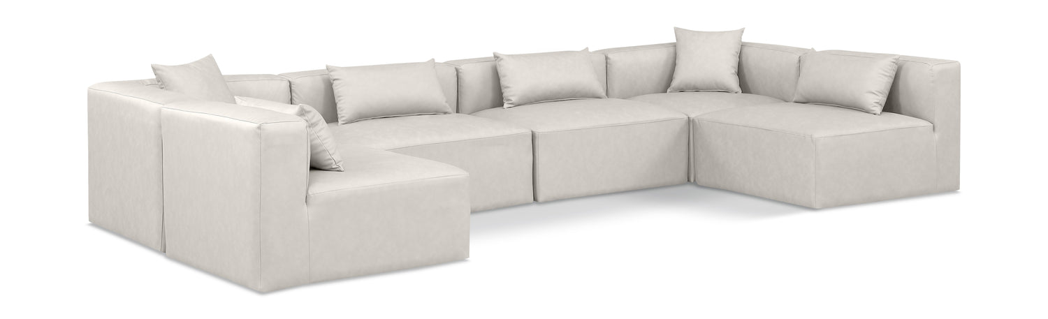 Cube Cream Vegan Leather Modular Sectional