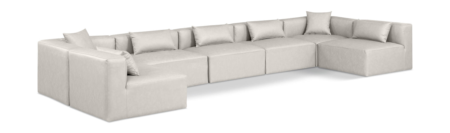 Cube Cream Vegan Leather Modular Sectional