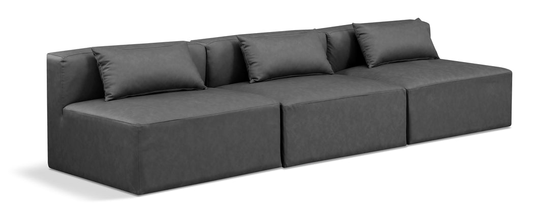 Cube Charcoal Vegan Leather Modular Sofa