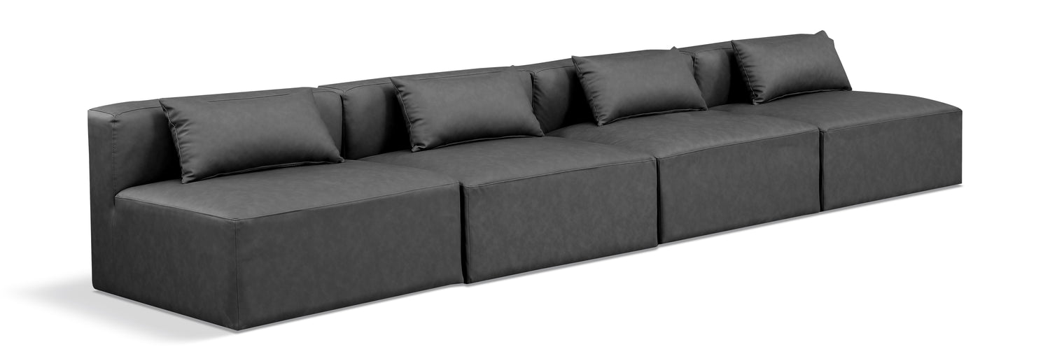 Cube Charcoal Vegan Leather Modular Sofa