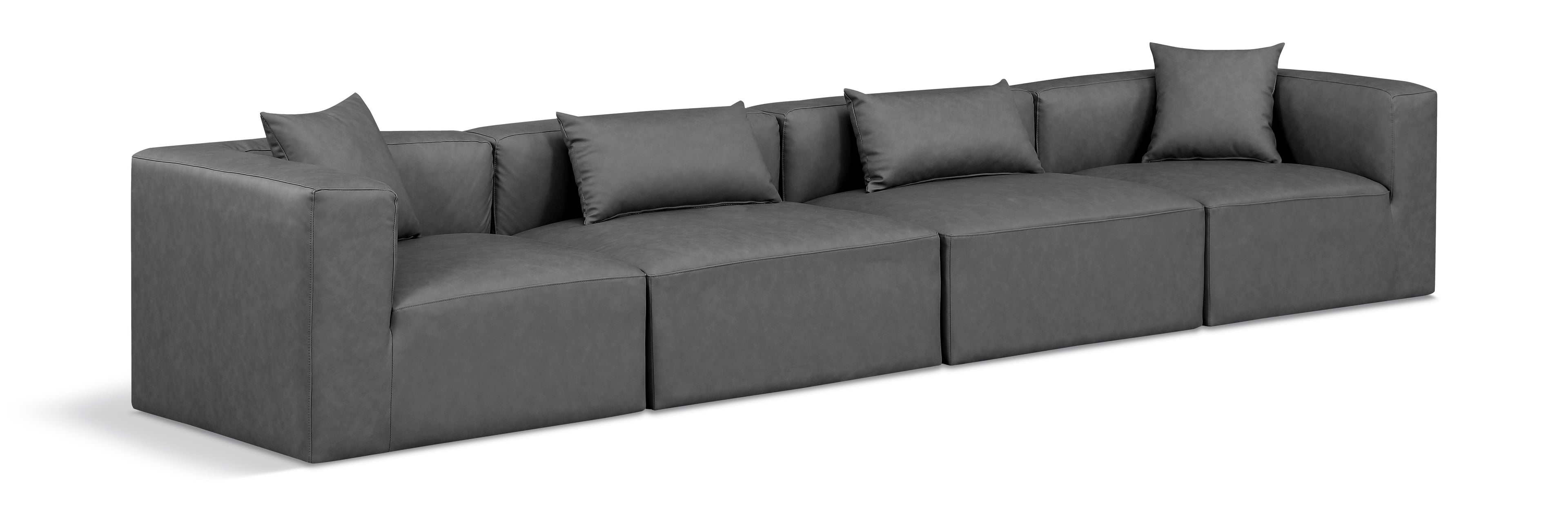 Cube Charcoal Vegan Leather Modular Sofa