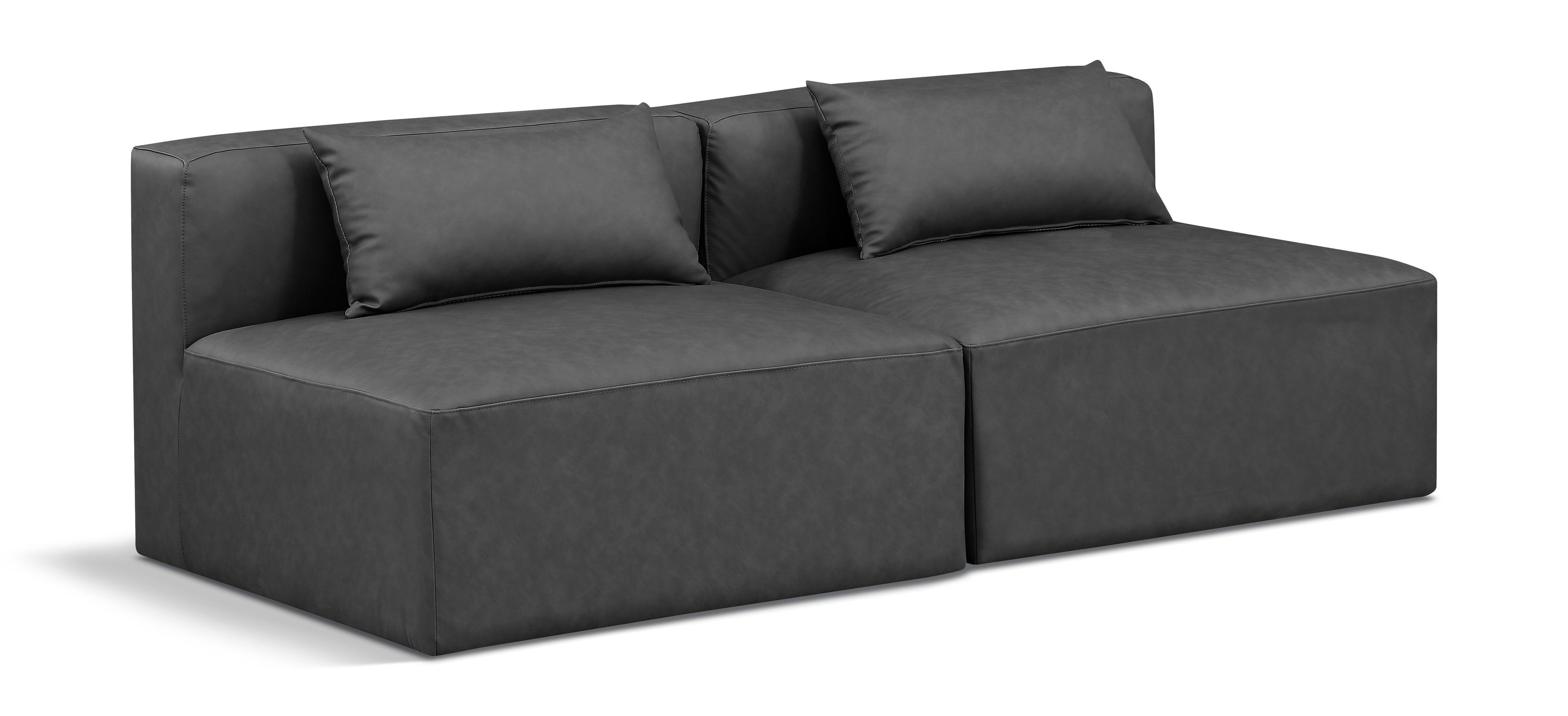 Cube Charcoal Vegan Leather Modular Sofa