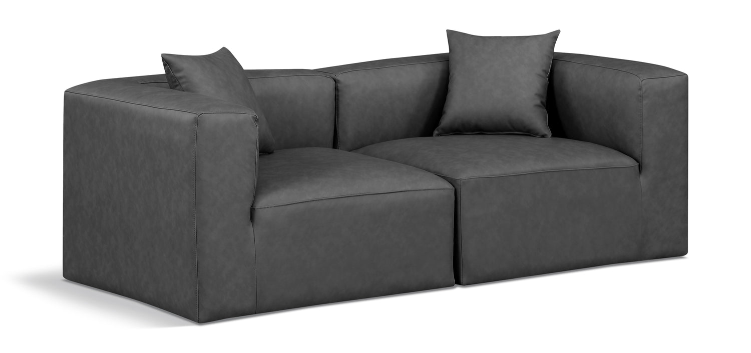 Cube Charcoal Vegan Leather Modular Sofa