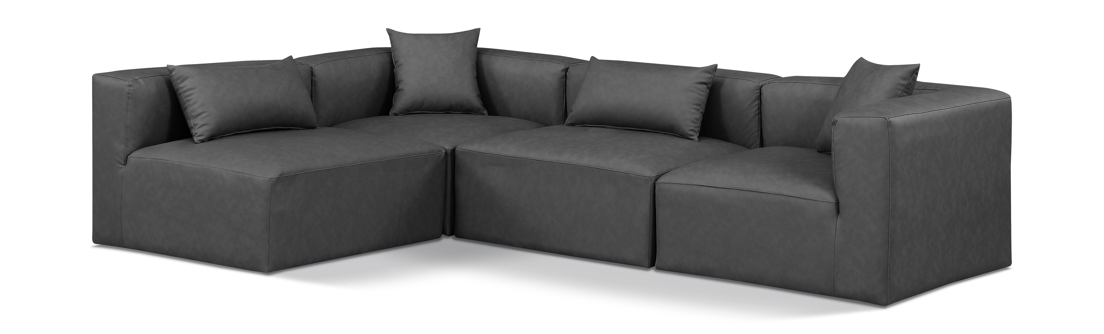 Cube Charcoal Grey Vegan Leather Modular Sectional