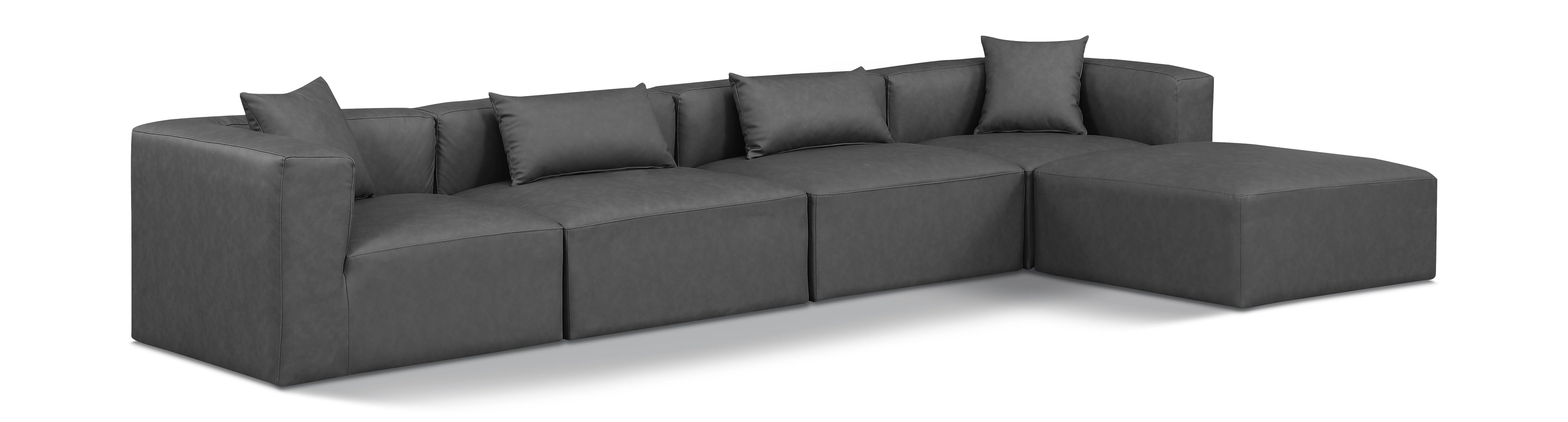 Cube Charcoal Grey Vegan Leather Modular Sectional