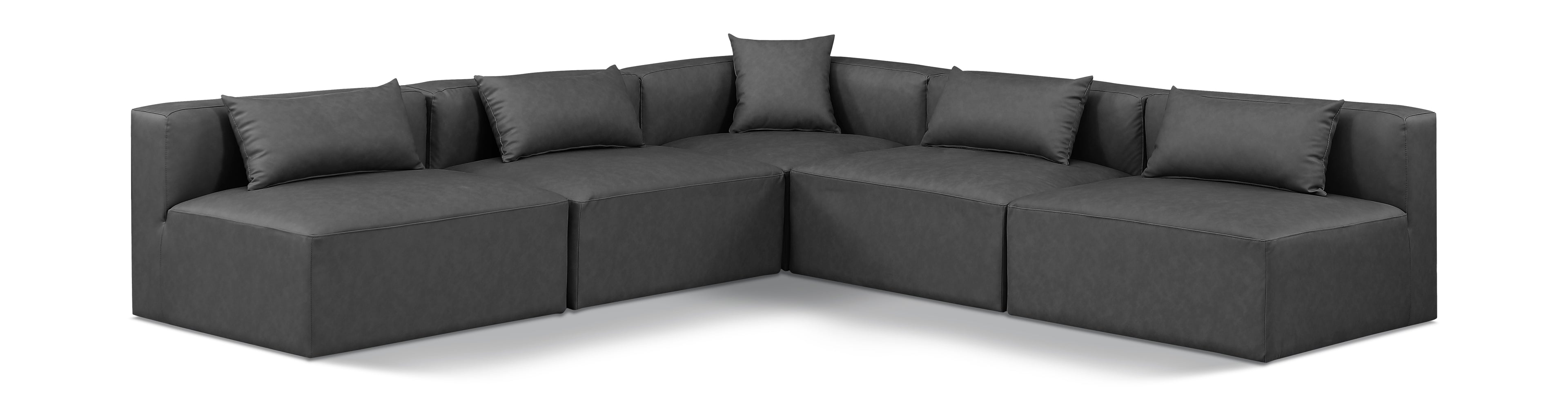 Cube Charcoal Grey Vegan Leather Modular Sectional