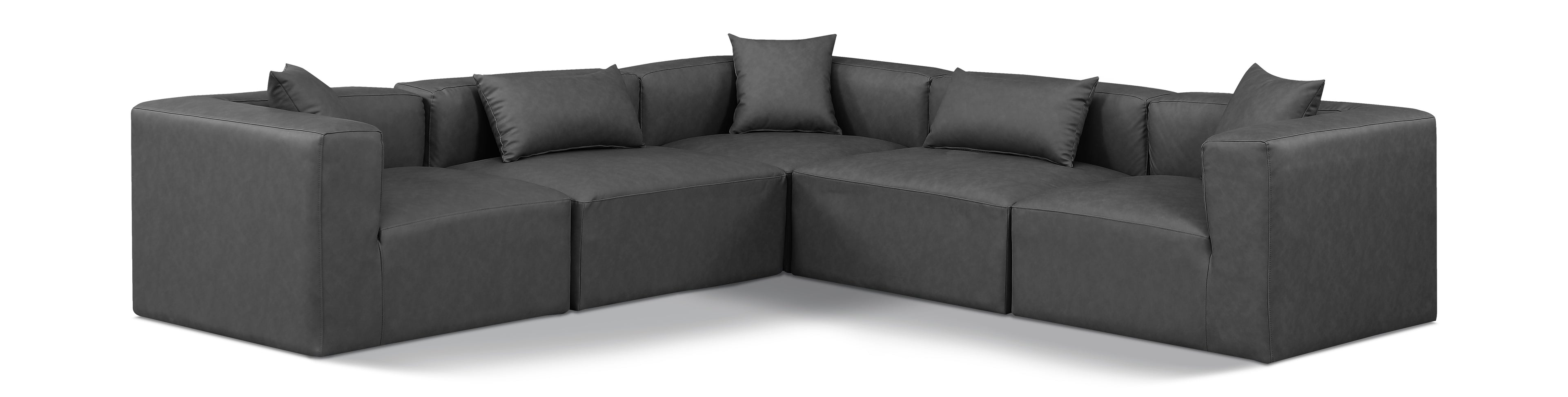 Cube Charcoal Grey Vegan Leather Modular Sectional