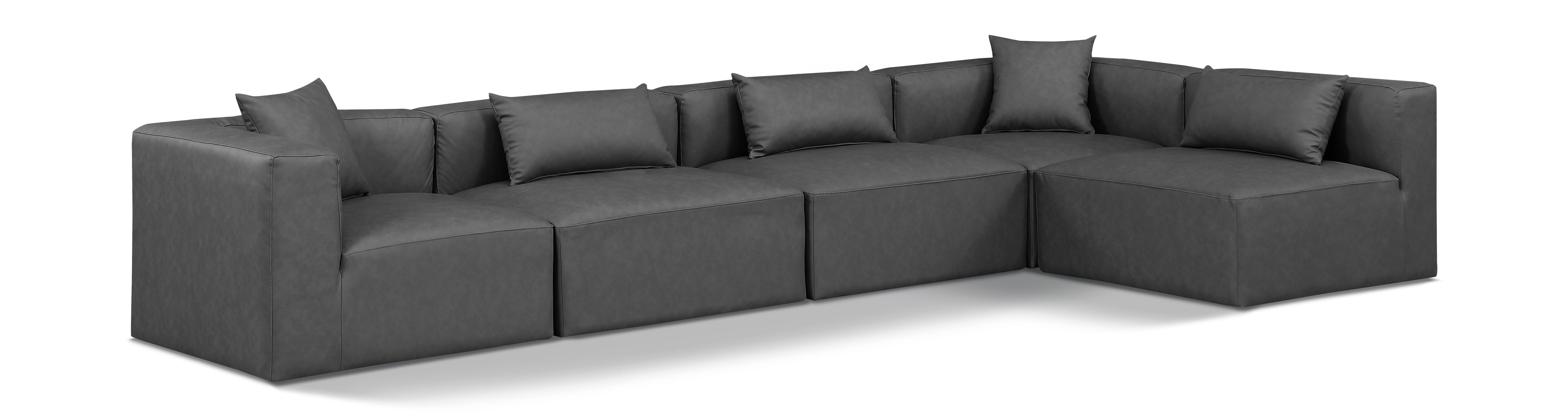 Cube Charcoal Grey Vegan Leather Modular Sectional