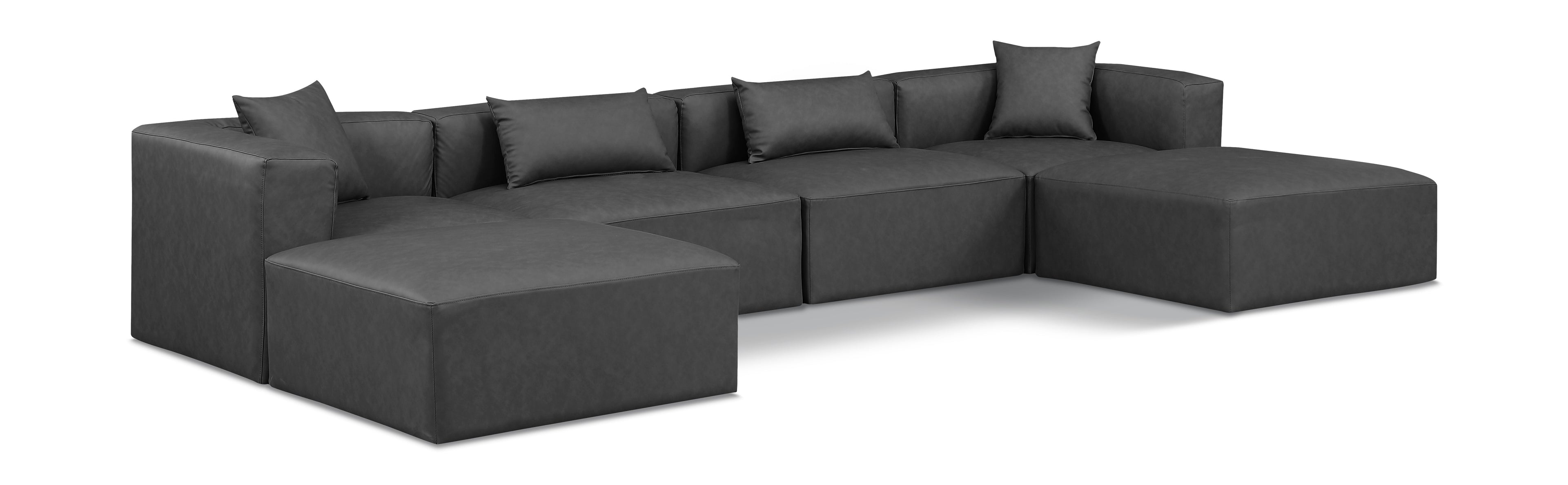 Cube Charcoal Grey Vegan Leather Modular Sectional