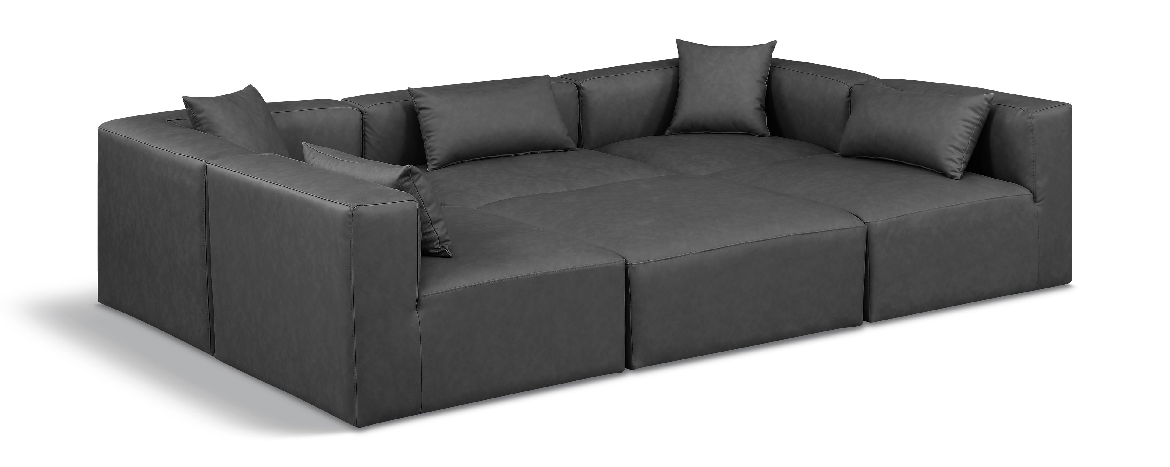 Cube Charcoal Grey Vegan Leather Modular Sectional