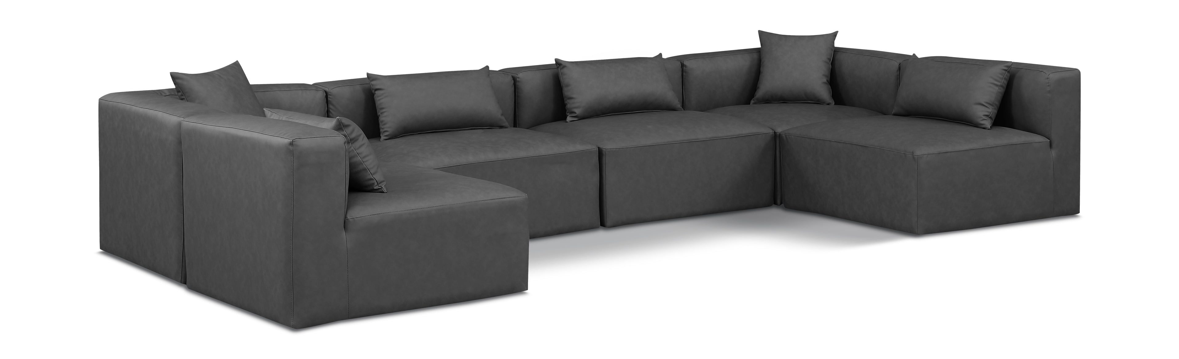 Cube Charcoal Grey Vegan Leather Modular Sectional