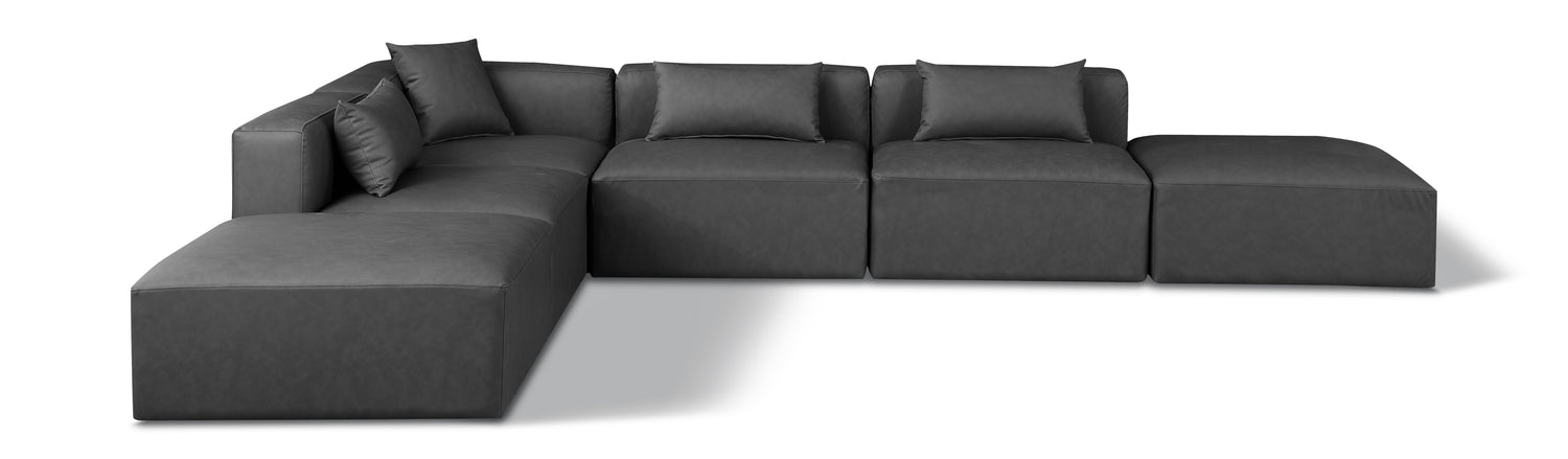 Cube Charcoal Grey Vegan Leather Modular Sectional