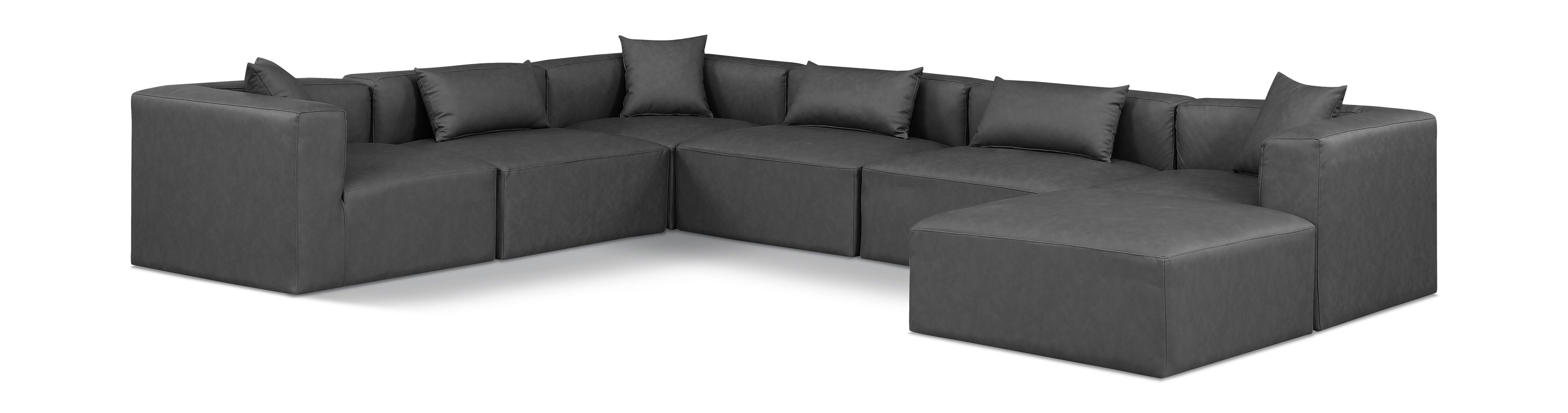 Cube Charcoal Grey Vegan Leather Modular Sectional