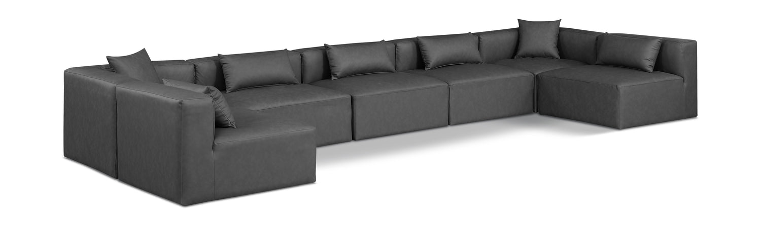 Cube Charcoal Grey Vegan Leather Modular Sectional