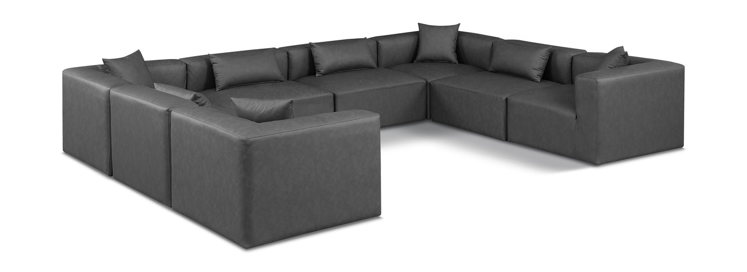 Cube Charcoal Grey Vegan Leather Modular Sectional