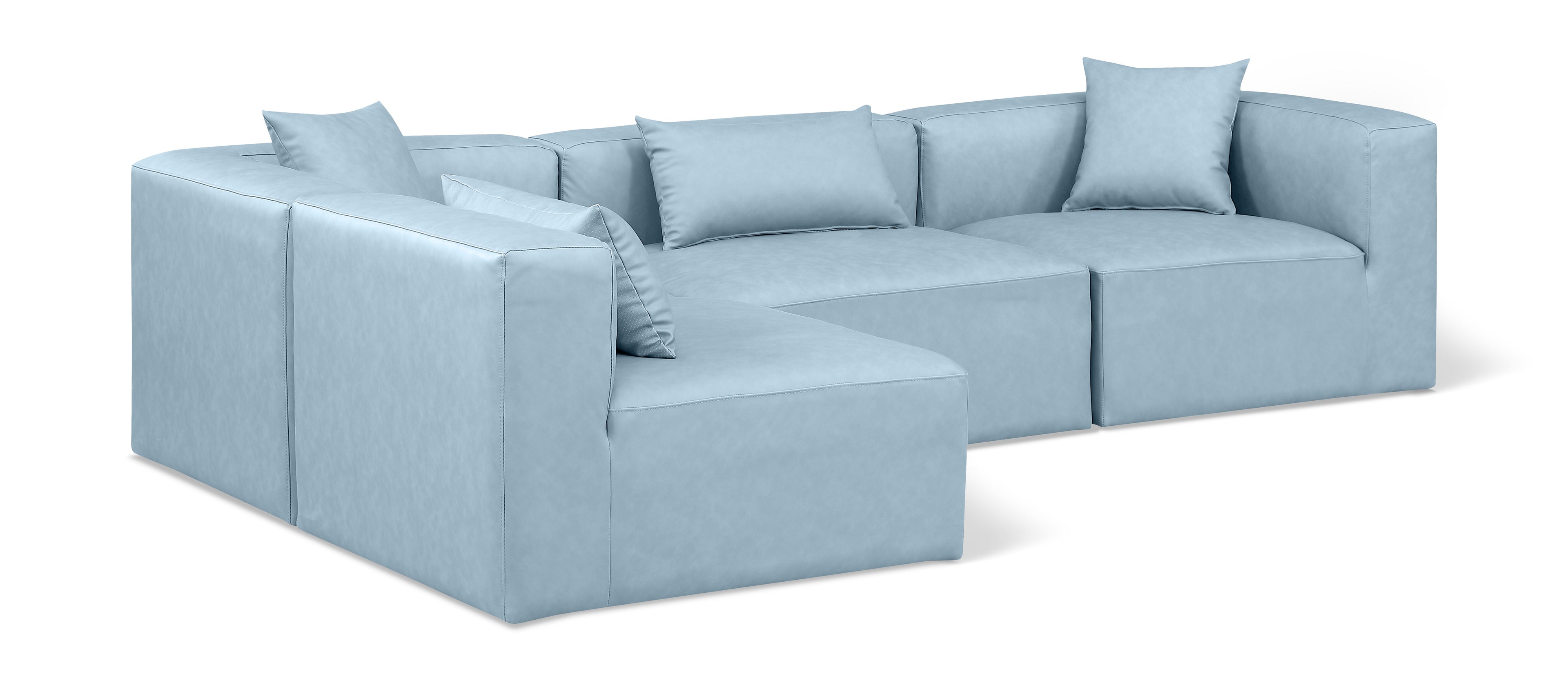 Cube Light Blue Vegan Leather Modular Sectional