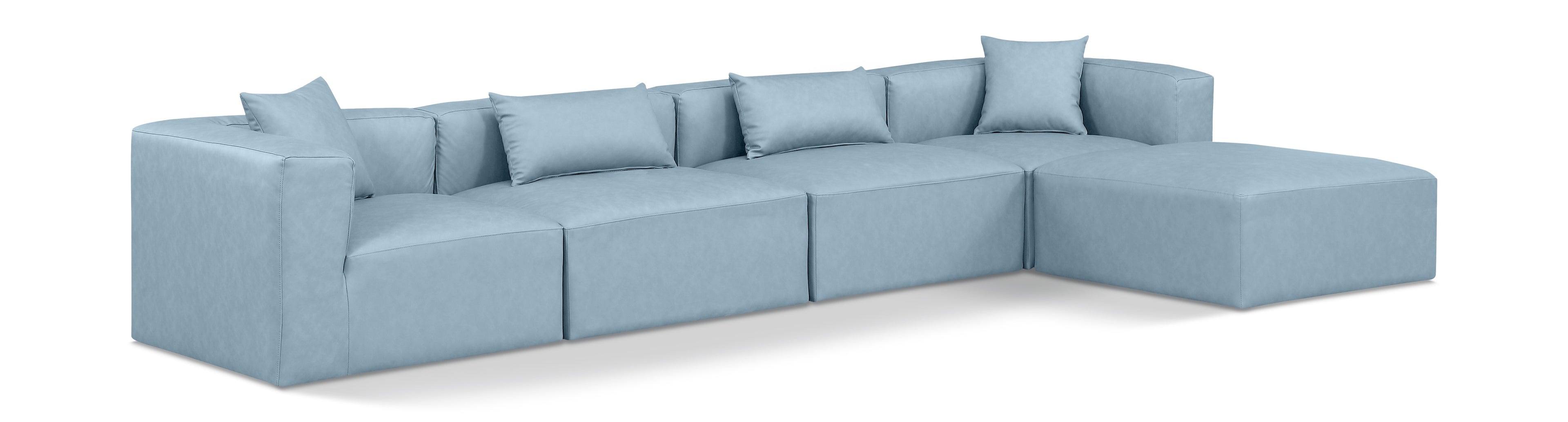 Cube Light Blue Vegan Leather Modular Sectional