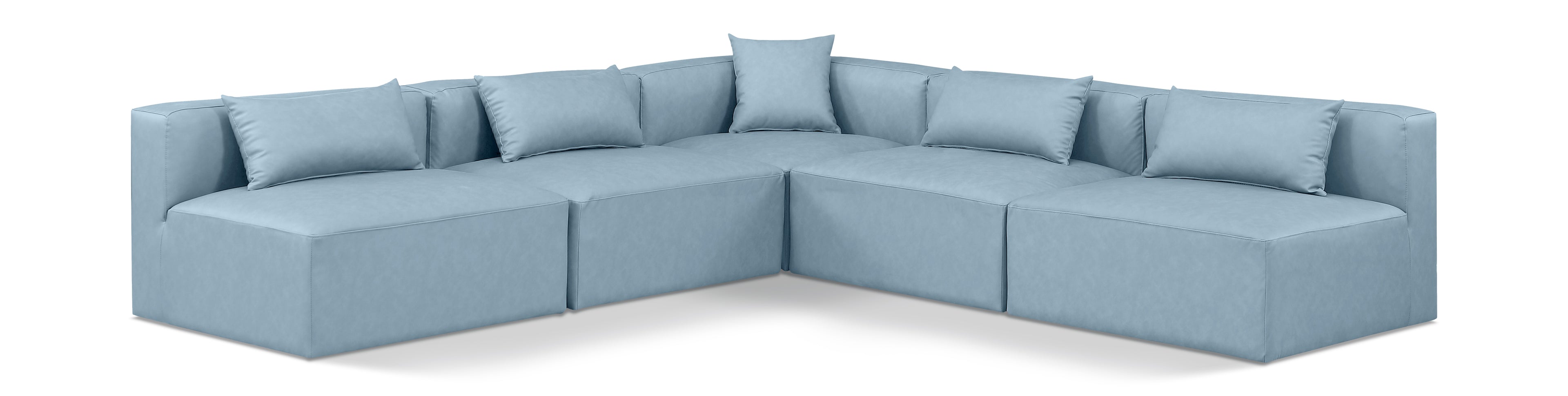 Cube Light Blue Vegan Leather Modular Sectional