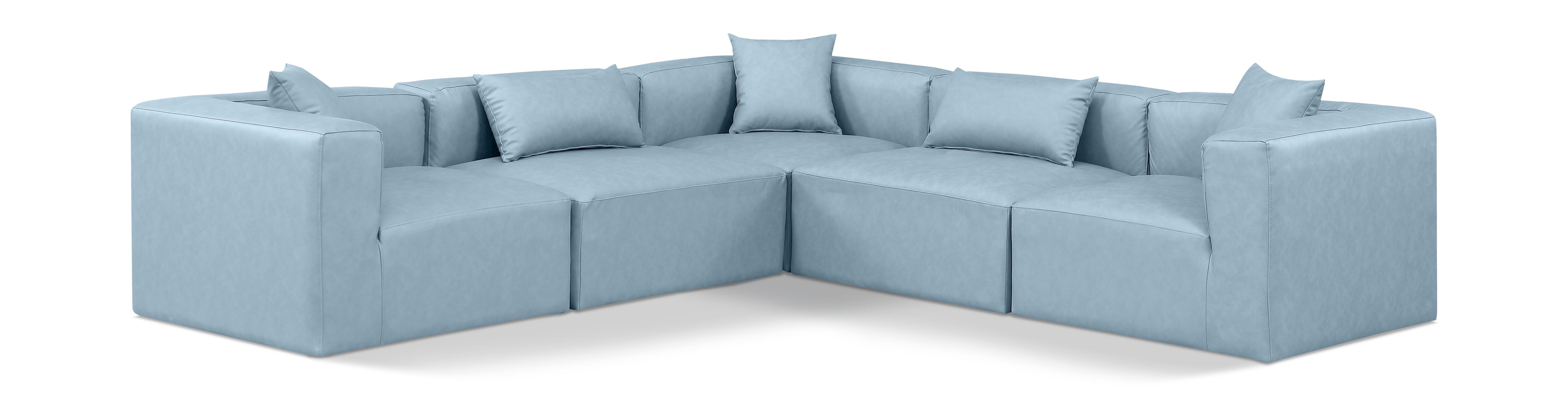 Cube Light Blue Vegan Leather Modular Sectional