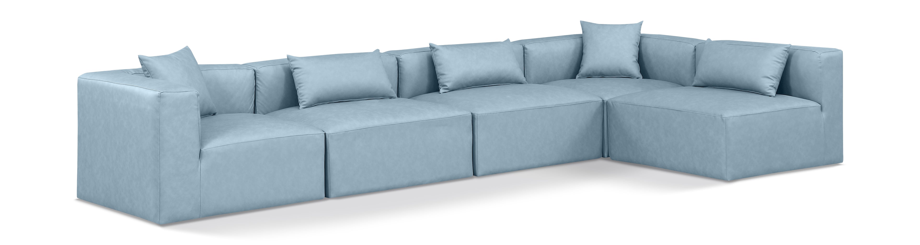 Cube Light Blue Vegan Leather Modular Sectional