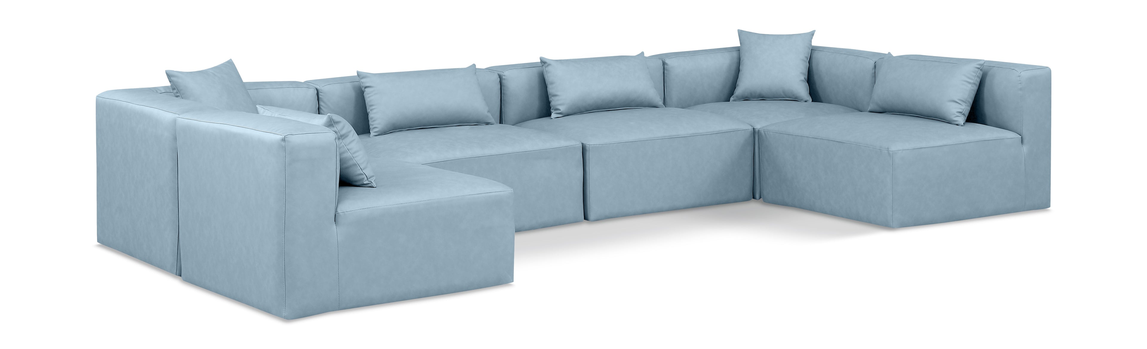 Cube Light Blue Vegan Leather Modular Sectional