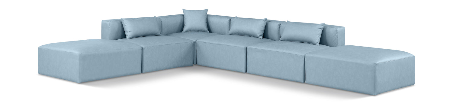 Cube Light Blue Vegan Leather Modular Sectional