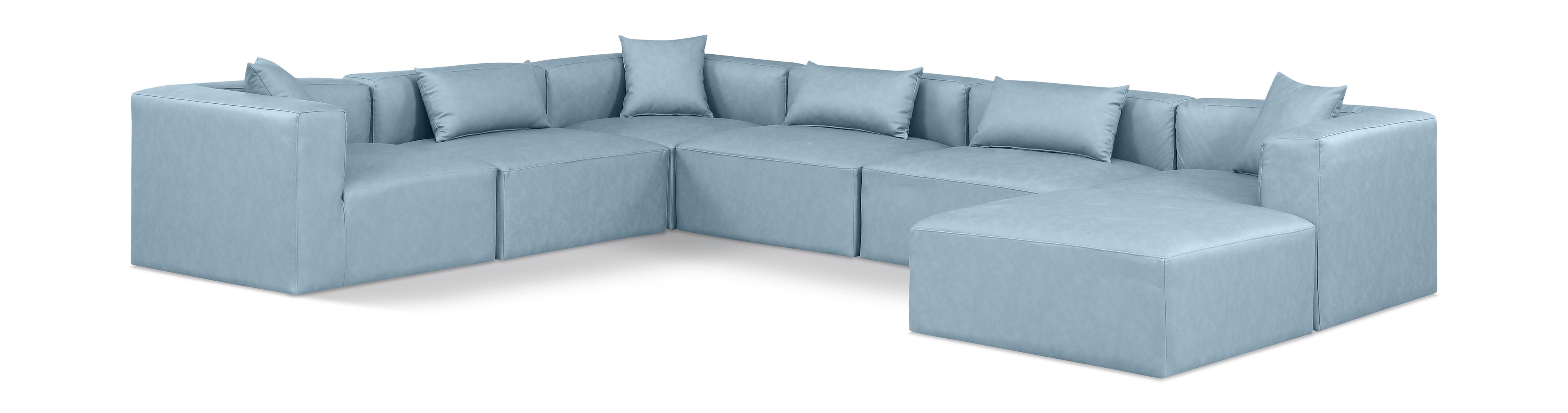 Cube Light Blue Vegan Leather Modular Sectional