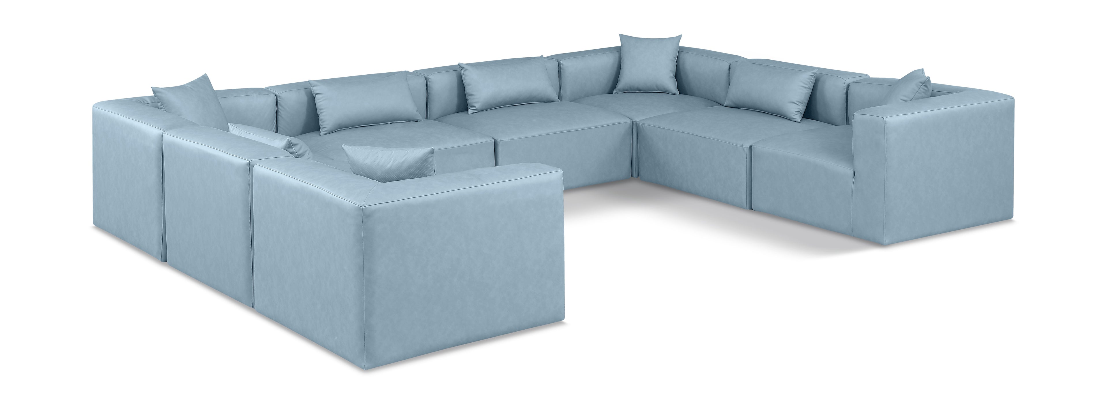 Cube Light Blue Vegan Leather Modular Sectional