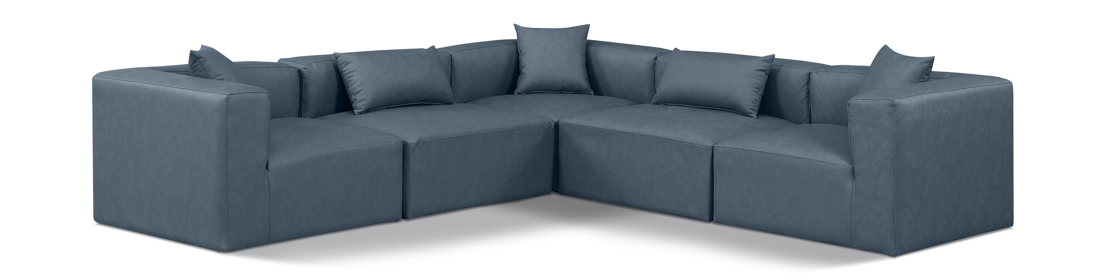 Cube Navy Blue Vegan Leather Modular Sectional