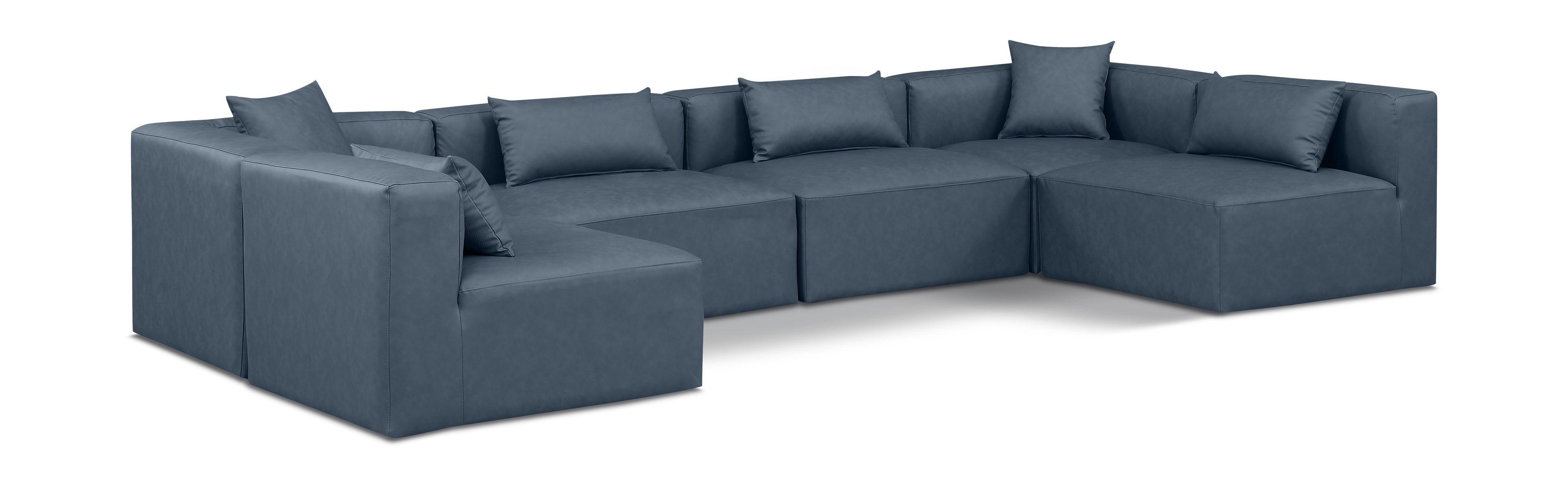 Cube Navy Blue Vegan Leather Modular Sectional